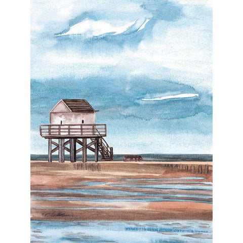 Along the Shoreline II Black Modern Wood Framed Art Print by Wang, Melissa