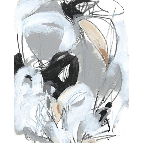 Tangled Threads VI Black Modern Wood Framed Art Print by Vess, June Erica