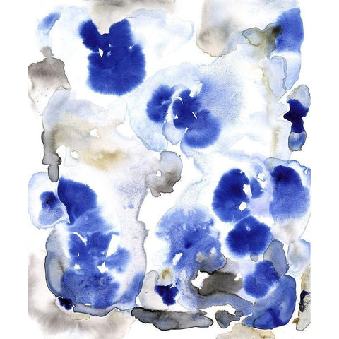 Blue Pansies I White Modern Wood Framed Art Print by OToole, Tim