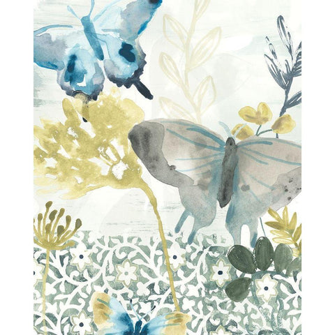 Butterfly Concerto I White Modern Wood Framed Art Print by Vess, June Erica