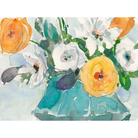 The Bouquet II Black Modern Wood Framed Art Print with Double Matting by Dixon, Samuel
