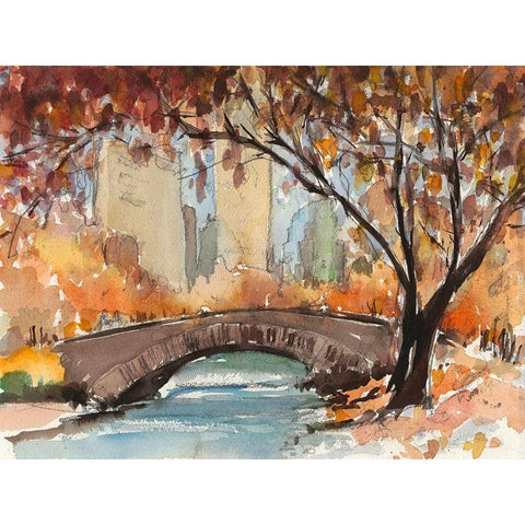 Autumn in New York - Study I White Modern Wood Framed Art Print by Dixon, Samuel
