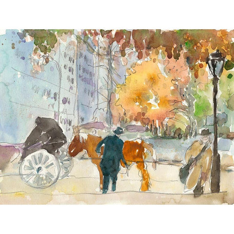 Autumn in New York - Study II Black Modern Wood Framed Art Print by Dixon, Samuel