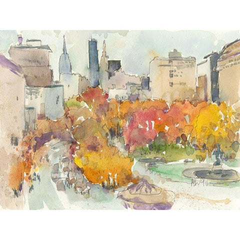 Autumn in New York - Study III White Modern Wood Framed Art Print by Dixon, Samuel