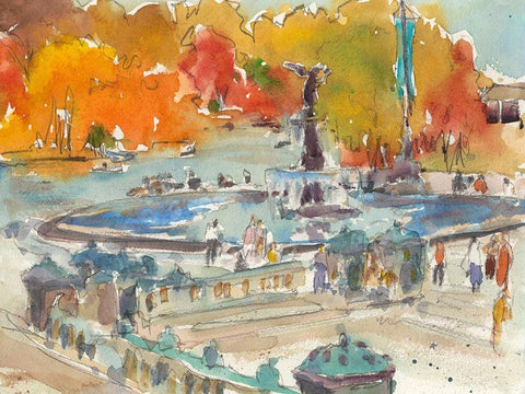 Autumn in New York - Study IV White Modern Wood Framed Art Print with Double Matting by Dixon, Samuel