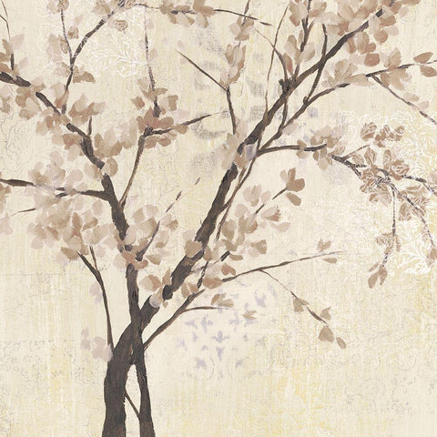 Neutral Blossoms on Cream II Black Ornate Wood Framed Art Print with Double Matting by Goldberger, Jennifer