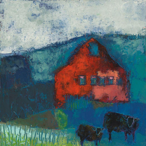 Bremen Bluff Barn White Modern Wood Framed Art Print with Double Matting by Jachimiec, Sue