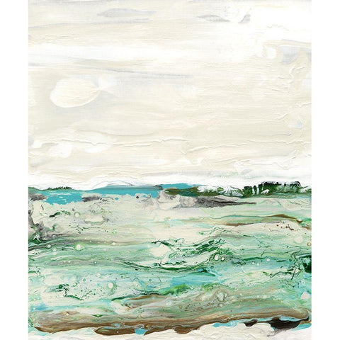 Mint and Aqua Horizon I Black Modern Wood Framed Art Print by Bramma, Lila