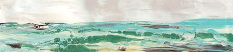 Mint and Aqua Horizon III White Modern Wood Framed Art Print with Double Matting by Bramma, Lila