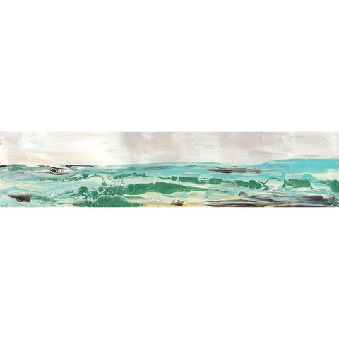 Mint and Aqua Horizon III Black Modern Wood Framed Art Print by Bramma, Lila