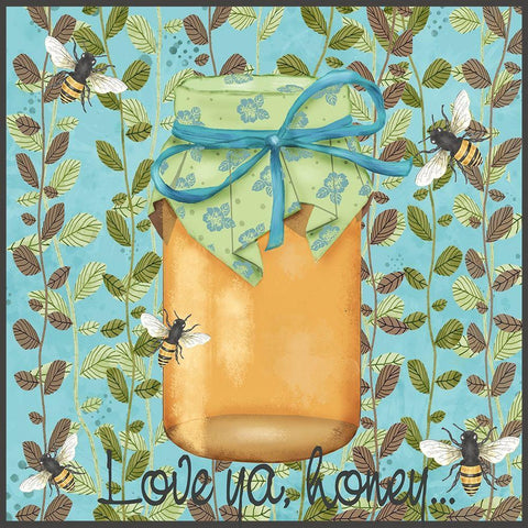 Bees and Honey II White Modern Wood Framed Art Print with Double Matting by Reynolds, Jade