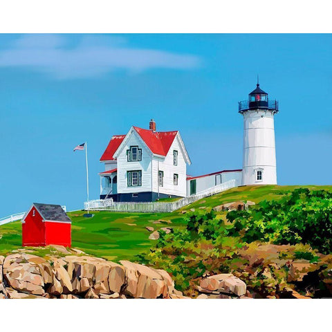 Nubble House I White Modern Wood Framed Art Print by Kalina, Emily