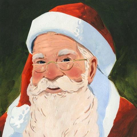 Santa Claus Specs I White Modern Wood Framed Art Print by Green, Jacob