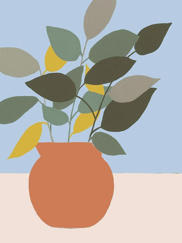 Ordinary Houseplant II White Modern Wood Framed Art Print with Double Matting by Moore, Regina