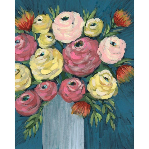 Loose Floral I White Modern Wood Framed Art Print by Moore, Regina