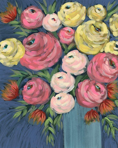 Loose Floral II Black Ornate Wood Framed Art Print with Double Matting by Moore, Regina