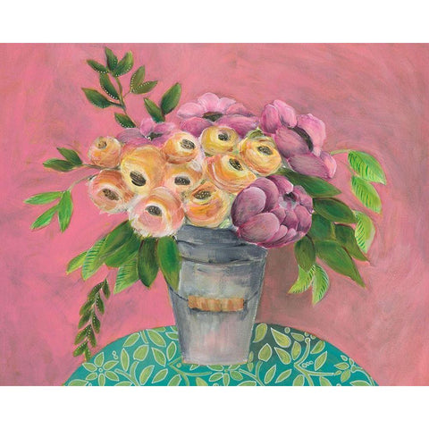 Sunny Bouquet I White Modern Wood Framed Art Print by Moore, Regina