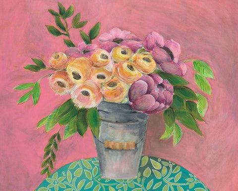 Sunny Bouquet I White Modern Wood Framed Art Print with Double Matting by Moore, Regina