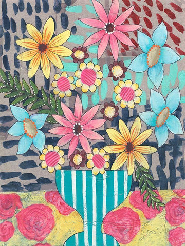 Floral Surprise I White Modern Wood Framed Art Print with Double Matting by Moore, Regina