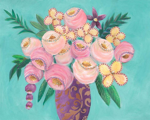 Floral Dujour II White Modern Wood Framed Art Print with Double Matting by Moore, Regina