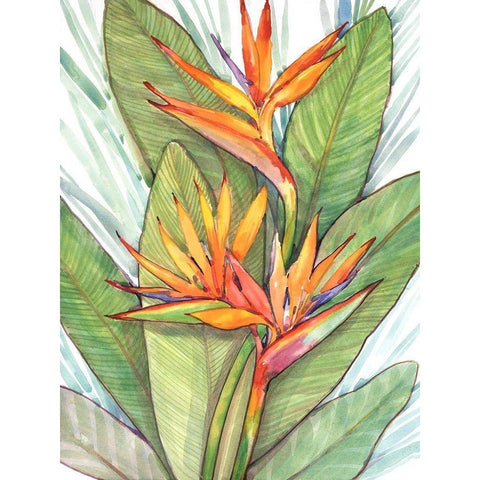 Tropical Botanical Paradise I White Modern Wood Framed Art Print by OToole, Tim