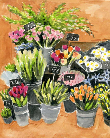 Street Florist I White Modern Wood Framed Art Print with Double Matting by Warren, Annie