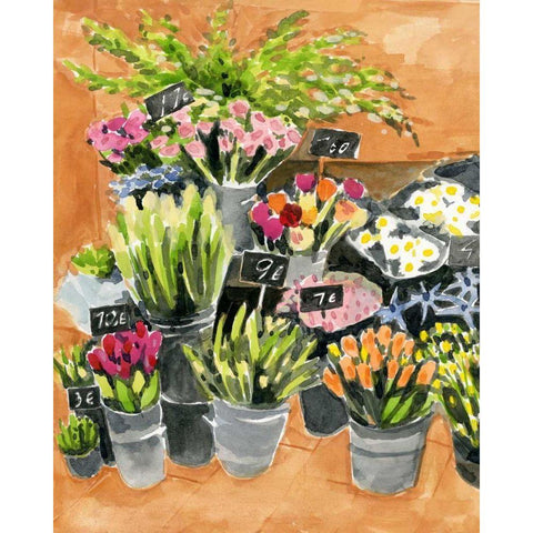 Street Florist I Black Modern Wood Framed Art Print with Double Matting by Warren, Annie