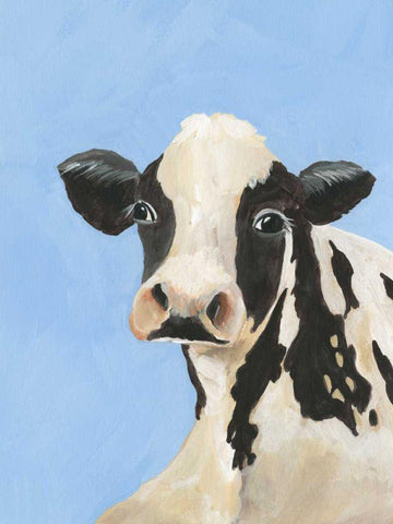 Cow-don Bleu III Black Ornate Wood Framed Art Print with Double Matting by Moore, Regina