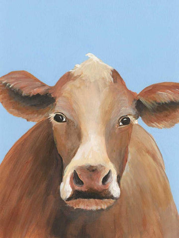 Cow-don Bleu IV White Modern Wood Framed Art Print with Double Matting by Moore, Regina