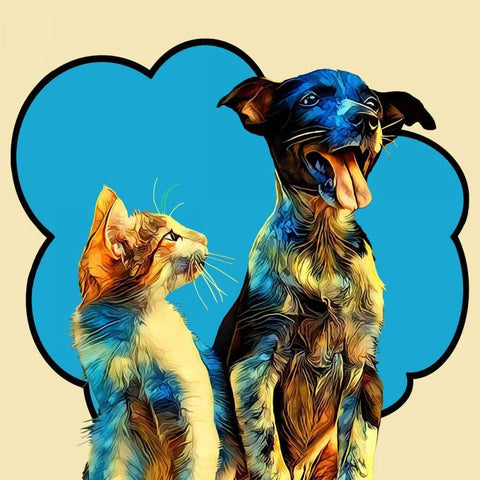 Pop Dog IX Gold Ornate Wood Framed Art Print with Double Matting by Curinga, Kim