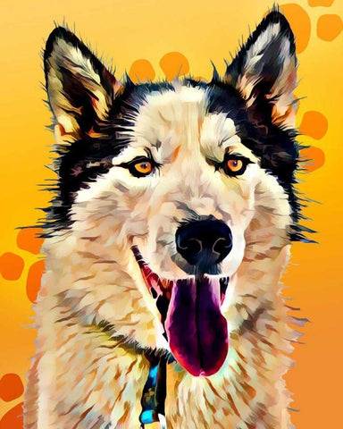 Pop Dog XIII Black Ornate Wood Framed Art Print with Double Matting by Curinga, Kim