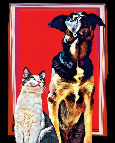 Pop Dog XV White Modern Wood Framed Art Print with Double Matting by Curinga, Kim