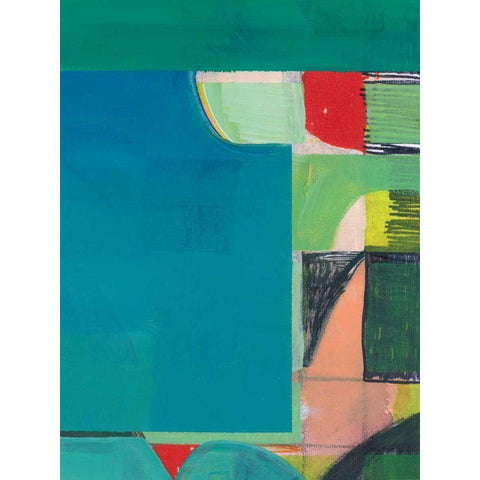 Teal Abstract I Black Modern Wood Framed Art Print by Bellissimo Art
