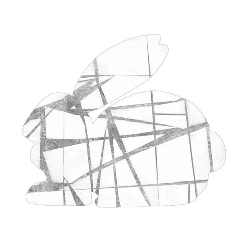 Geometric Rabbit in Silver I White Modern Wood Framed Art Print by Goldberger, Jennifer