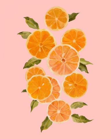 Spring Citrus II White Modern Wood Framed Art Print with Double Matting by Caroline, Emma