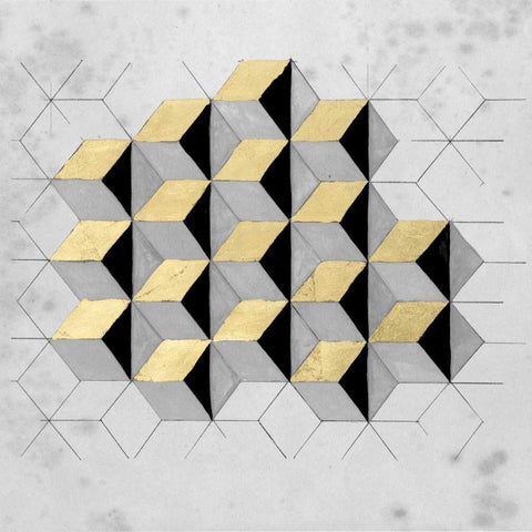 Gilt Geometry I Black Modern Wood Framed Art Print with Double Matting by McCavitt, Naomi