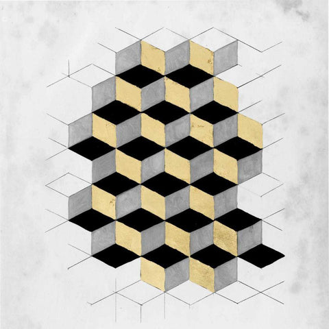 Gilt Geometry II White Modern Wood Framed Art Print with Double Matting by McCavitt, Naomi