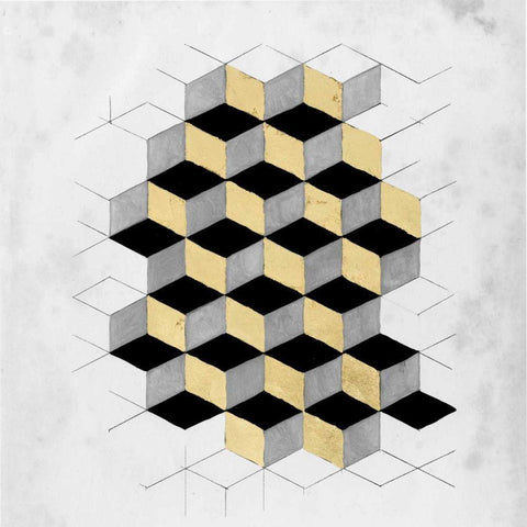 Gilt Geometry II Black Modern Wood Framed Art Print with Double Matting by McCavitt, Naomi