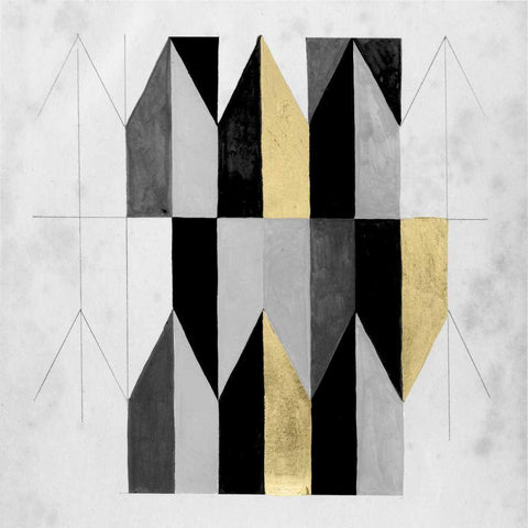 Gilt Geometry V Black Modern Wood Framed Art Print by McCavitt, Naomi