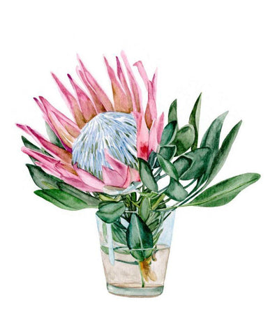 Awaken Protea II Black Ornate Wood Framed Art Print with Double Matting by Wang, Melissa