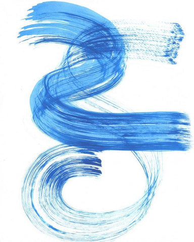 Blue Swish III Black Ornate Wood Framed Art Print with Double Matting by Bellissimo Art