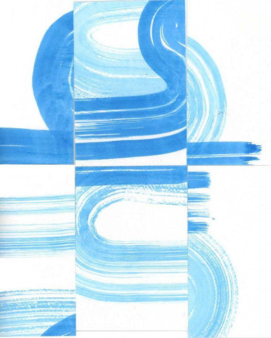 Blue Swish V White Modern Wood Framed Art Print with Double Matting by Bellissimo Art