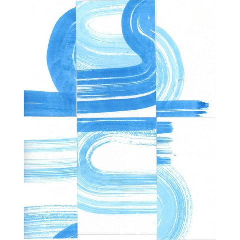 Blue Swish V Black Modern Wood Framed Art Print by Bellissimo Art