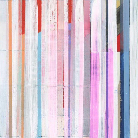 Red Pink Stripes I White Modern Wood Framed Art Print with Double Matting by Bellissimo Art