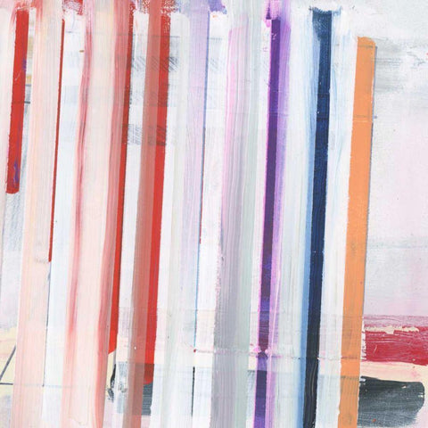 Red Pink Stripes II Black Modern Wood Framed Art Print by Bellissimo Art