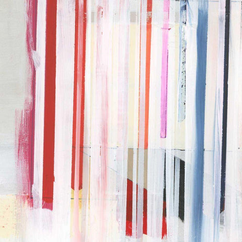 Red Pink Stripes III Black Ornate Wood Framed Art Print with Double Matting by Bellissimo Art