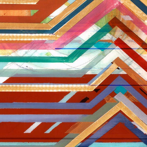 Zig Zag V White Modern Wood Framed Art Print with Double Matting by Bellissimo Art
