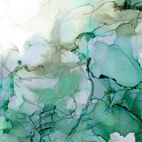 Emerald Cavern I White Modern Wood Framed Art Print with Double Matting by Goldberger, Jennifer