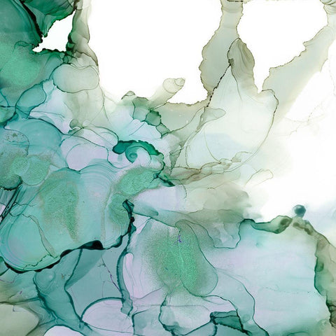 Emerald Cavern II White Modern Wood Framed Art Print with Double Matting by Goldberger, Jennifer