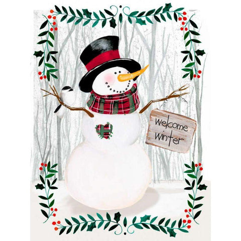 Folk Snowman Forest I White Modern Wood Framed Art Print by Parker, Jennifer Paxton